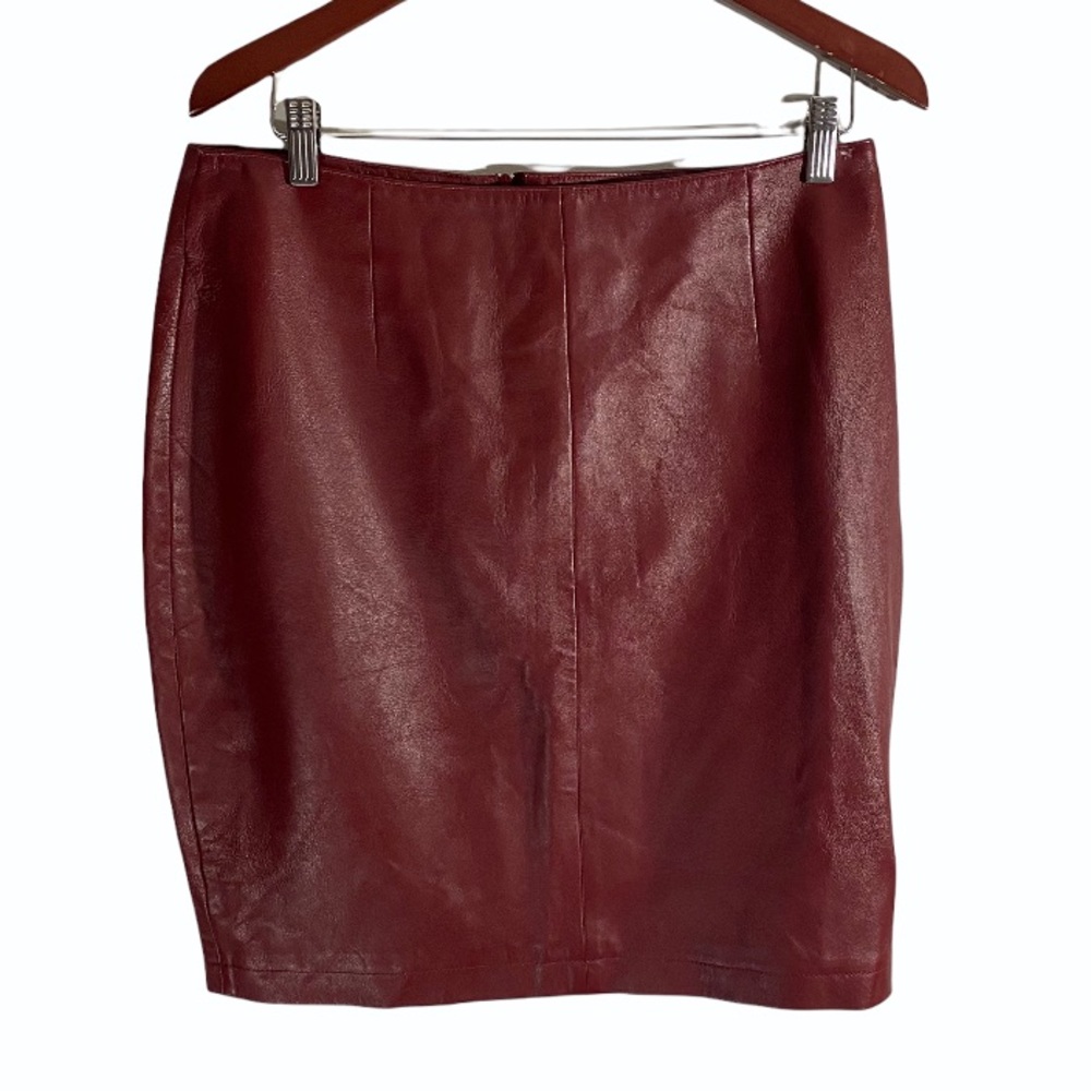 Vintage Red Leather Skirt - Picture 13 of 14
